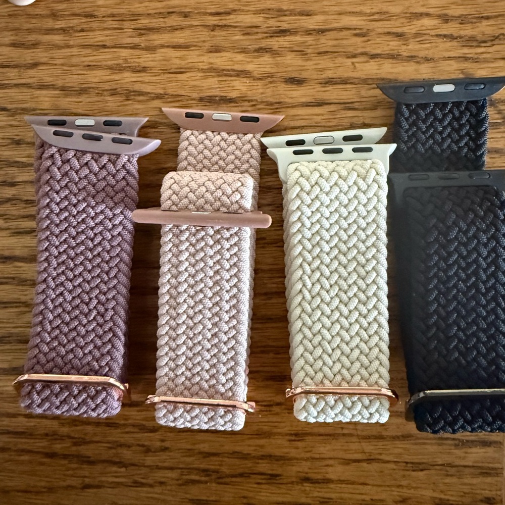 Braided Watch Bands Set in Purple, Cream, and Black